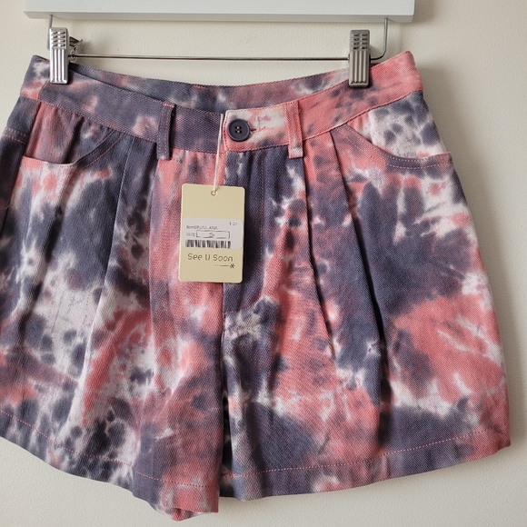 NWT See U soon Tie Dye High Waist Denim Shorts Size US 4 - Picture 4 of 8